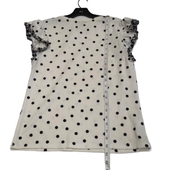 ⭐️$35 for 2⭐️ Ann Taylor Polka Dot with Embroidered Flutter Sleeve Top US LP - Picture 5 of 9